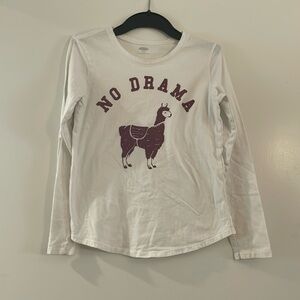 Youth XL white long sleeve with “no drama lama”